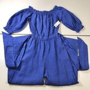 Joie Women’s Josepha Jumpsuit Size XS Linen Blue Belted 889OP00938